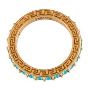 Versace Gold Ring with Turquoise Crystal Accents